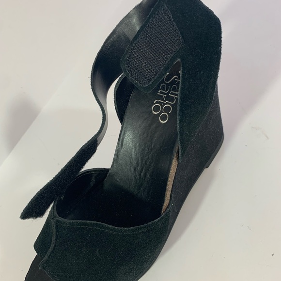 🌺SOLD🌺Franco Sarto Fairfax Black Suede Wedge Plateform Sandal Heels - Picture 11 of 11